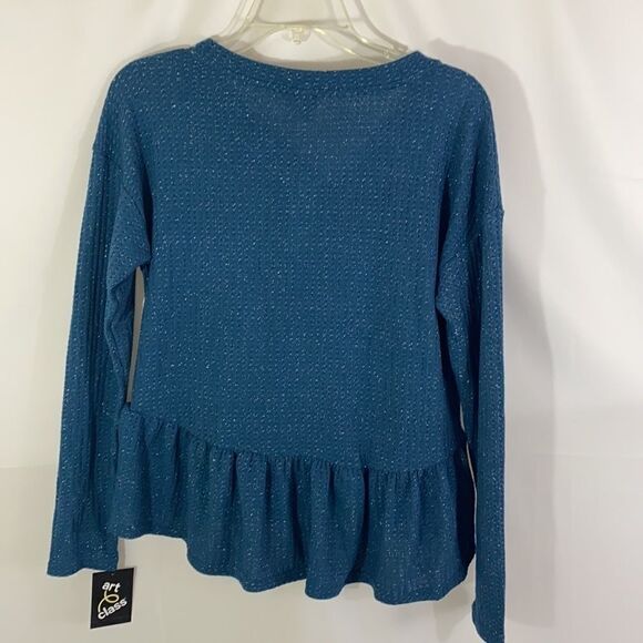 Art Class V Neck Long Sleeve Poplin Sparkly Top - Picture 4 of 4